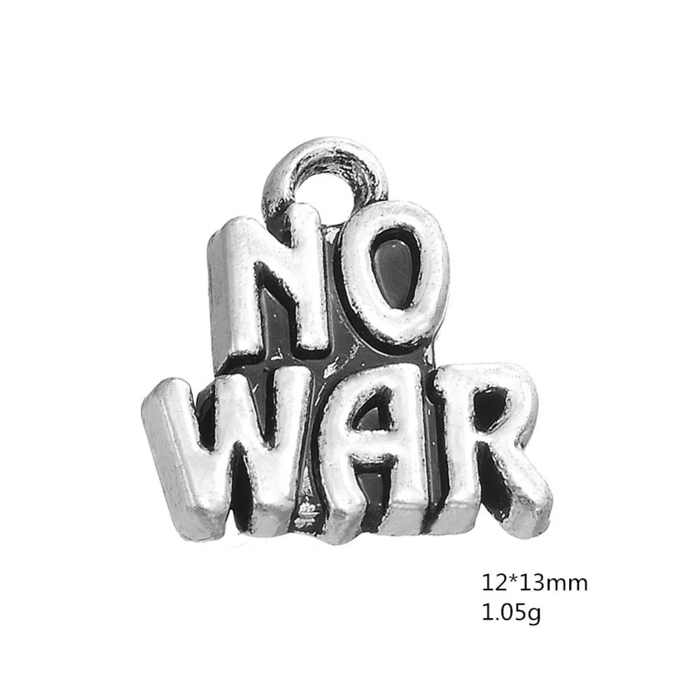 30 шт. Подвески ручной работы ювелирные изделия с надписью No War из цинкового сплава