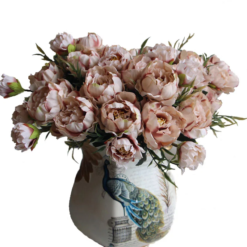 8 головы Европа пион композиция из шелковых цветов искусственный букет свадебные