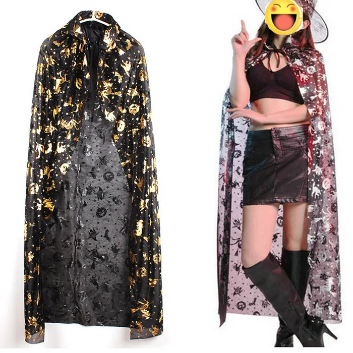 Женская накидка ведьмы с принтом в виде золотой тыквы мантия маскарадные костюмы