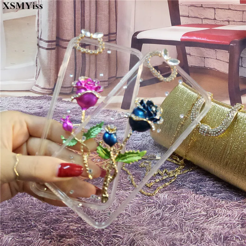

Fashion Bling Crystal Rhinestone Diamond Rose Flower Phone Case Cover For iPhone 11 12 13 pro max X XS MAX XR 5S 6 6S 7 8 PLUS