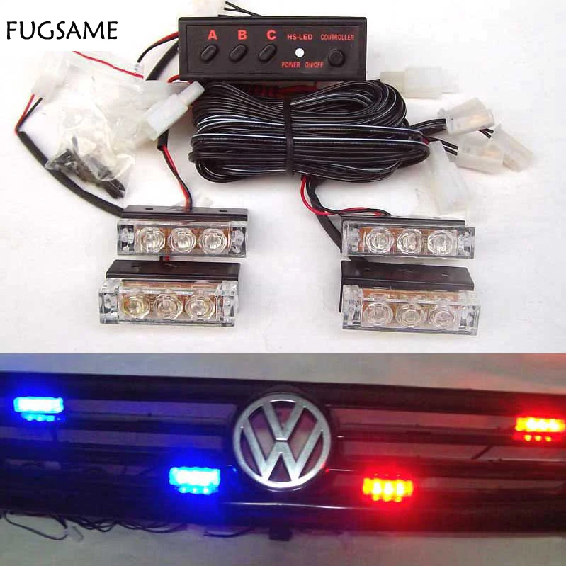 Светодиодная вспышка для мотоцикла FUGSAME 51035 4x3 стробоскоп предупреждающий
