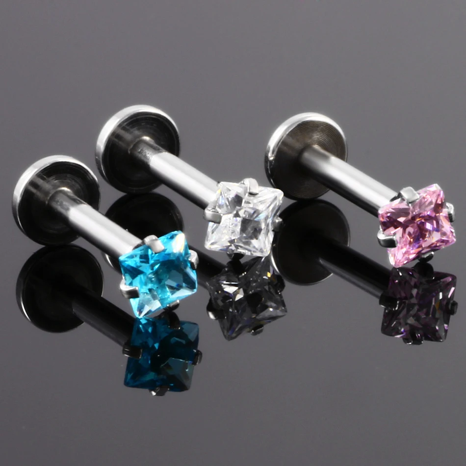 Шт. 1 шт. сталь кристалл зубец Набор Циркон Labret Монро кольцо Круглый Сердце Звезда