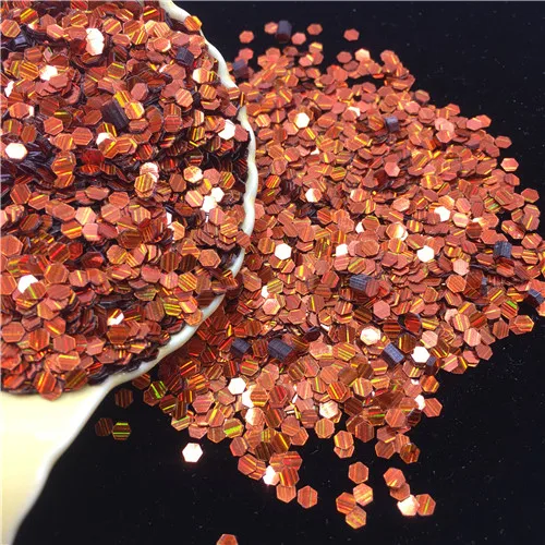 5500pcs 3mm Glitter Sequins PVC Laser Hexagonal Sequins for Crafts Paillette Sewing Decoration DIY Clothing Accessories - Цвет: Laser orange