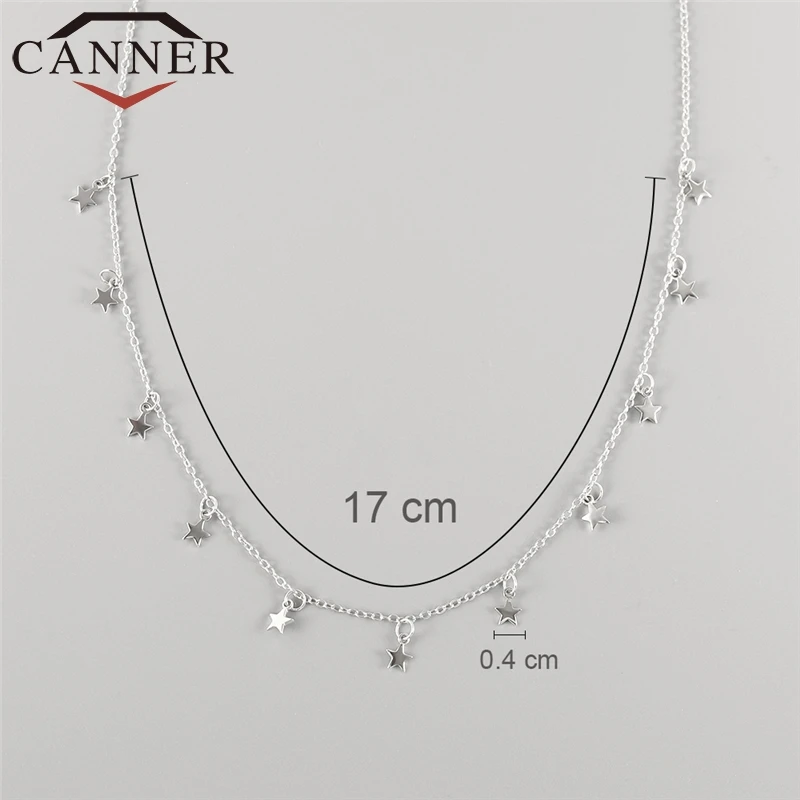 CANNER простая цепочка ожерелье s 925 пробы Серебряная звезда Подвеска чокер ожерелье для женщин Изысканные Модные ювелирные изделия