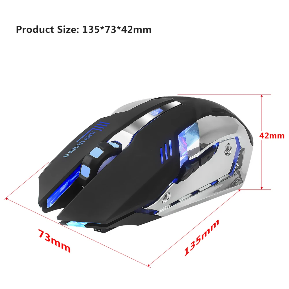 HXSJ M10 Беспроводная игровая мышь 2400 точек/дюйм перезаряжаемая 7 цветов подсветка дышащая комфортная геймерская мышь для компьютера настольного ноутбука