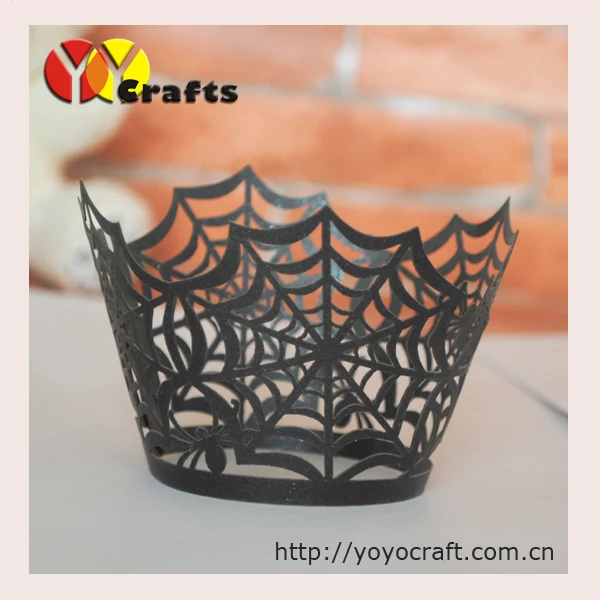 Украшение для Хэллоуина черная лазерная резка паутина Конфета торт кружевная