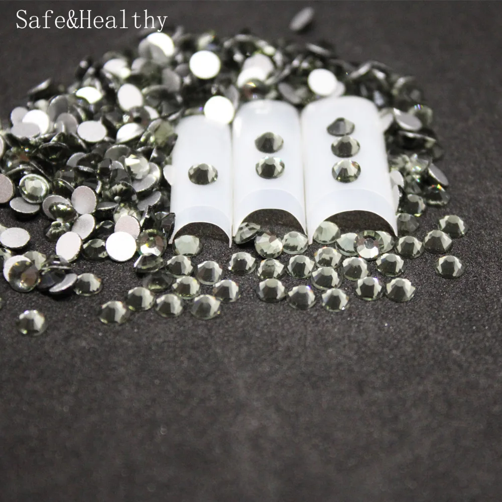 

1440 pcs/Pack SS16-SS20 Black Diamond Nail Art Decorations Rhinestones For 3d Charm Glass Flatback Non Hotfix DIY Nails