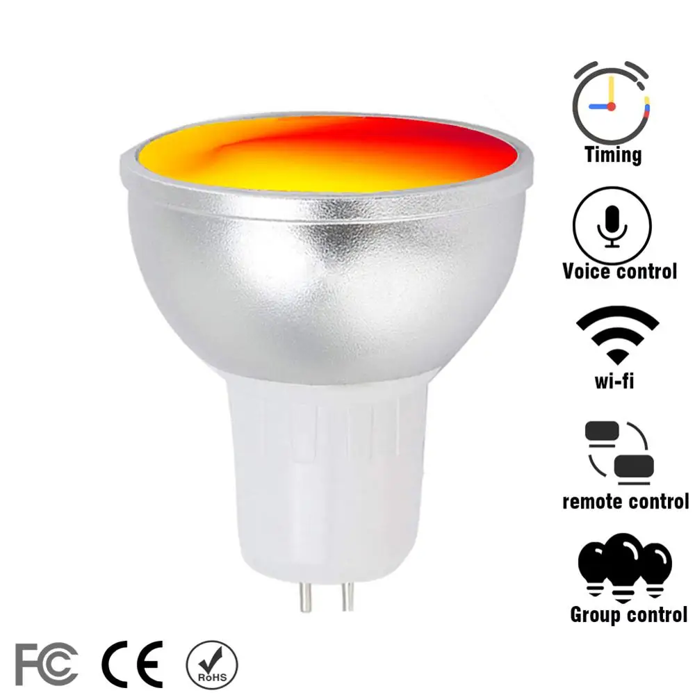 Умная Светодиодная лампа Wi-Fi миниатюрная многоцветная Лампа точечный светильник