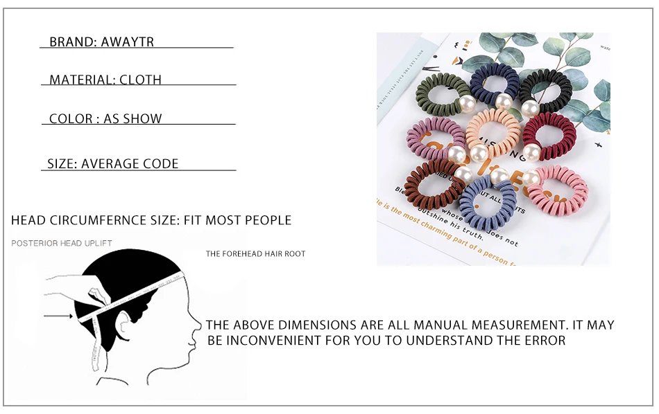 AWAYTR 2pc/set Pearl Hair Rubber Elastic Hair Bands for Women Scrunchies Ponytail Holder Girls Hair Ties Ropes Hair Accessories