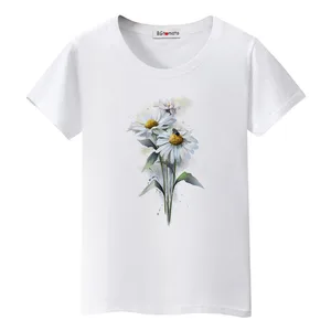 BGtomato белая Маргаритка, красивая женская футболка, популярный стиль, с цветочным принтом, Повседневная футболка, Лидер продаж, летний топ, футболка с цветами