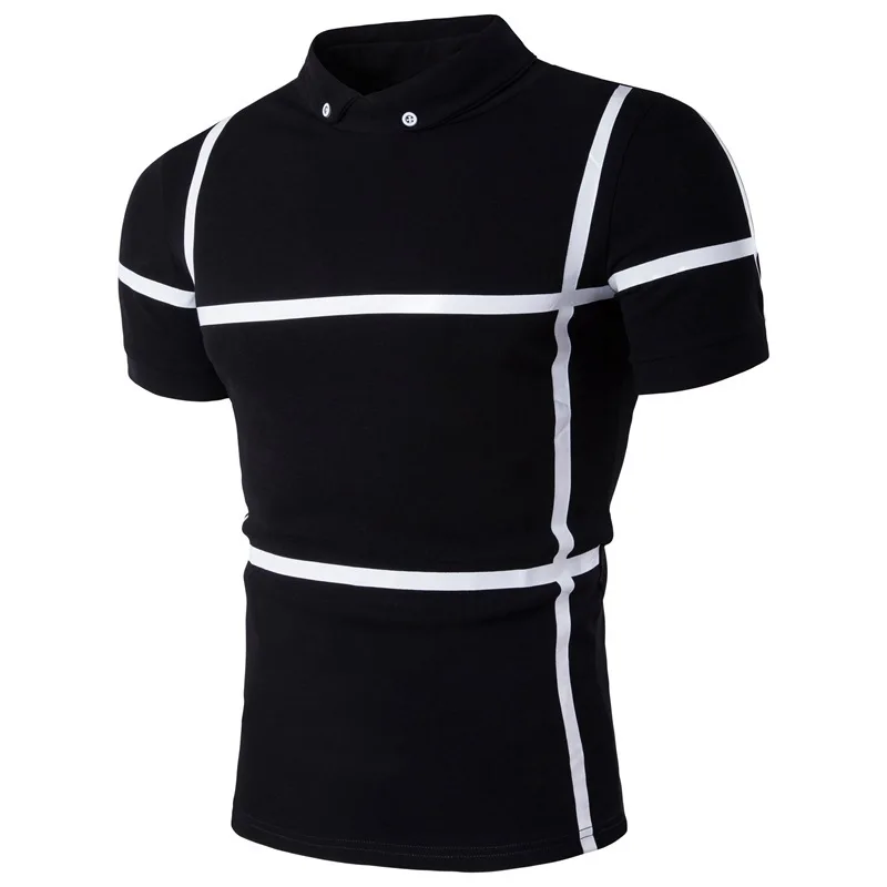 2007 мужские летние платья новые полосатые принты с коротким рукавом рубашки поло