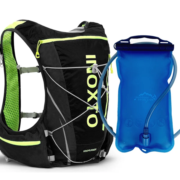 black with water bag Бег марафон гидратация нейлон 10л наружные сумки для бега походный рюкзак жилет марафон велосипедный рюкзак - Цвет: black with water bag