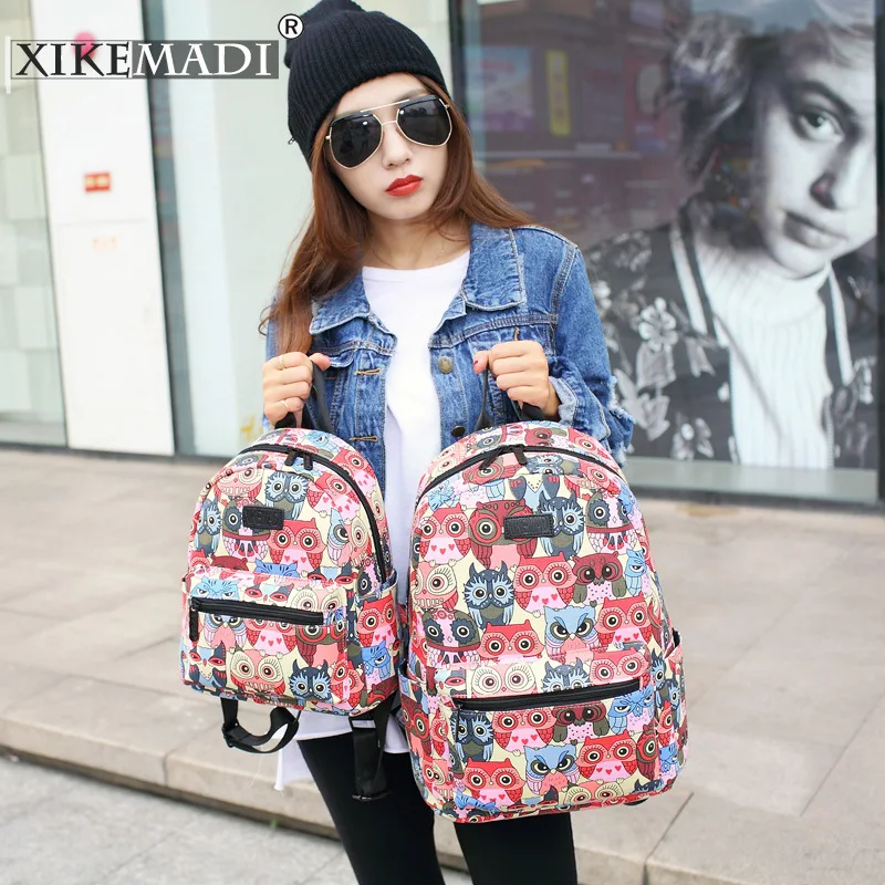 Новые Девушки Рюкзак Мода 2017 г. холст печати Рюкзаки женщин Дорожные сумки