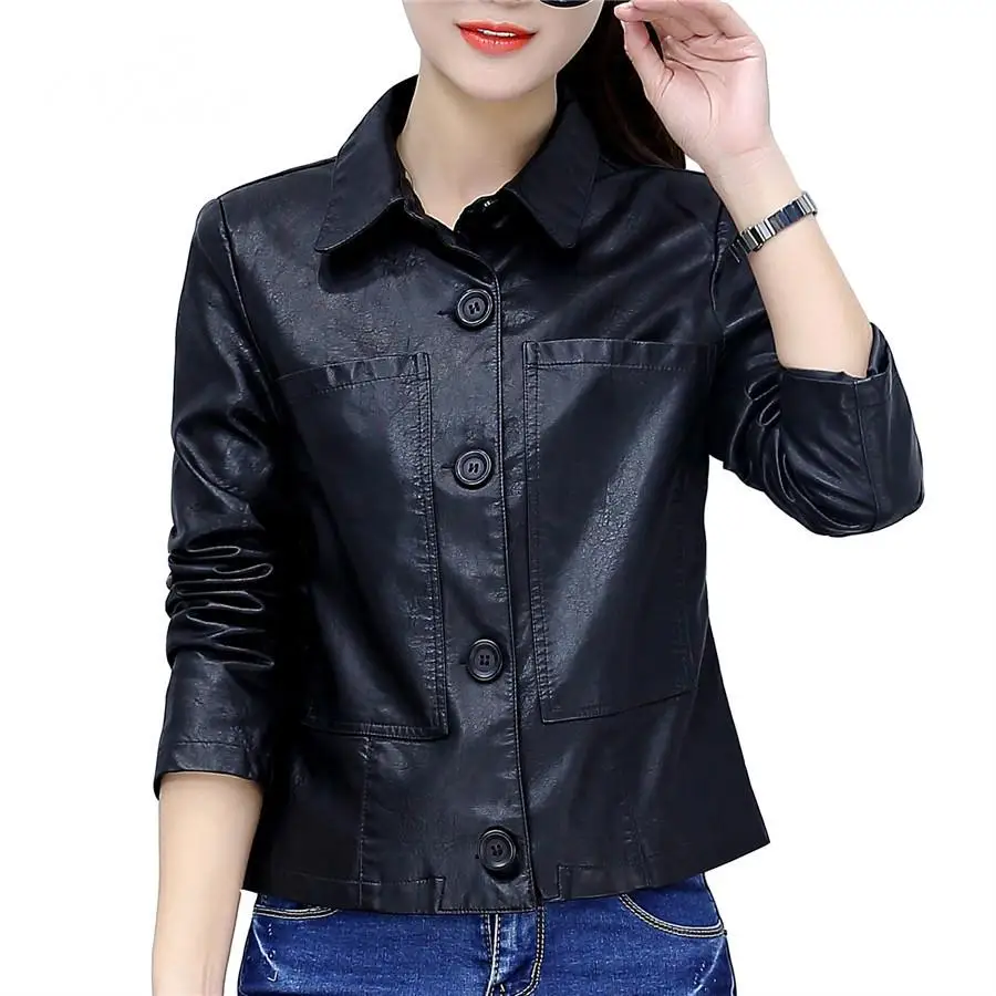 Женское пальто с длинным рукавом M 4XL тонкая короткая куртка на пуговицах новинка