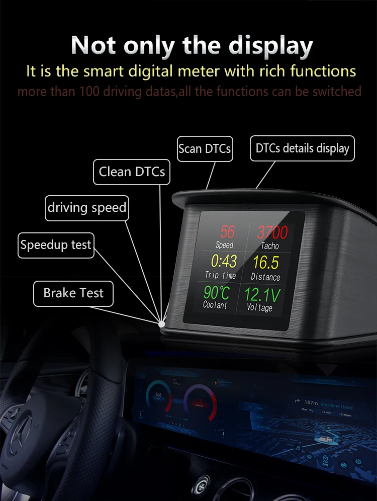 Автомобильный скоростной проектор P10 HUD OBD спидометр проекция на лобовое стекло