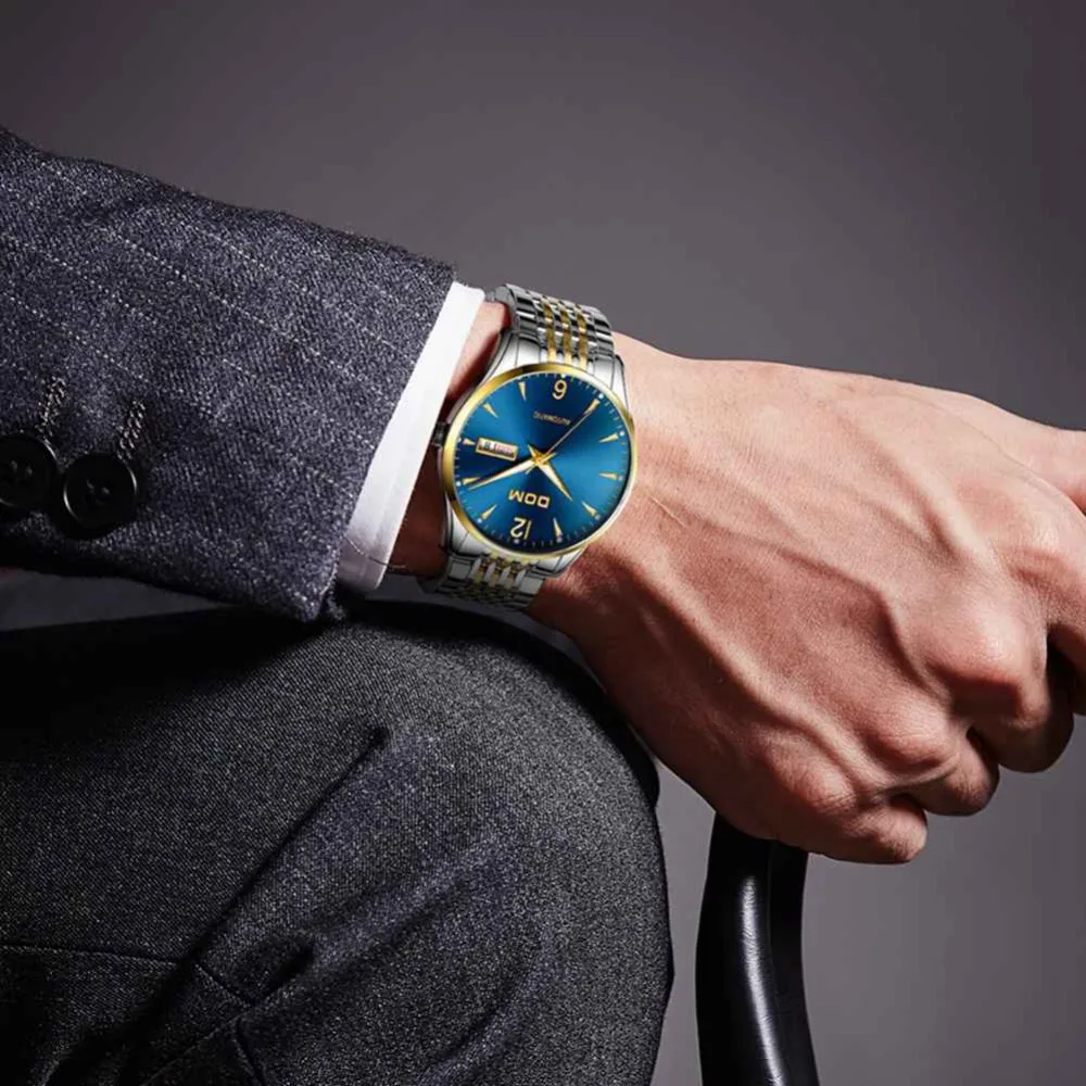 Часы DOM Мужские механические модные повседневные водонепроницаемые брендовые