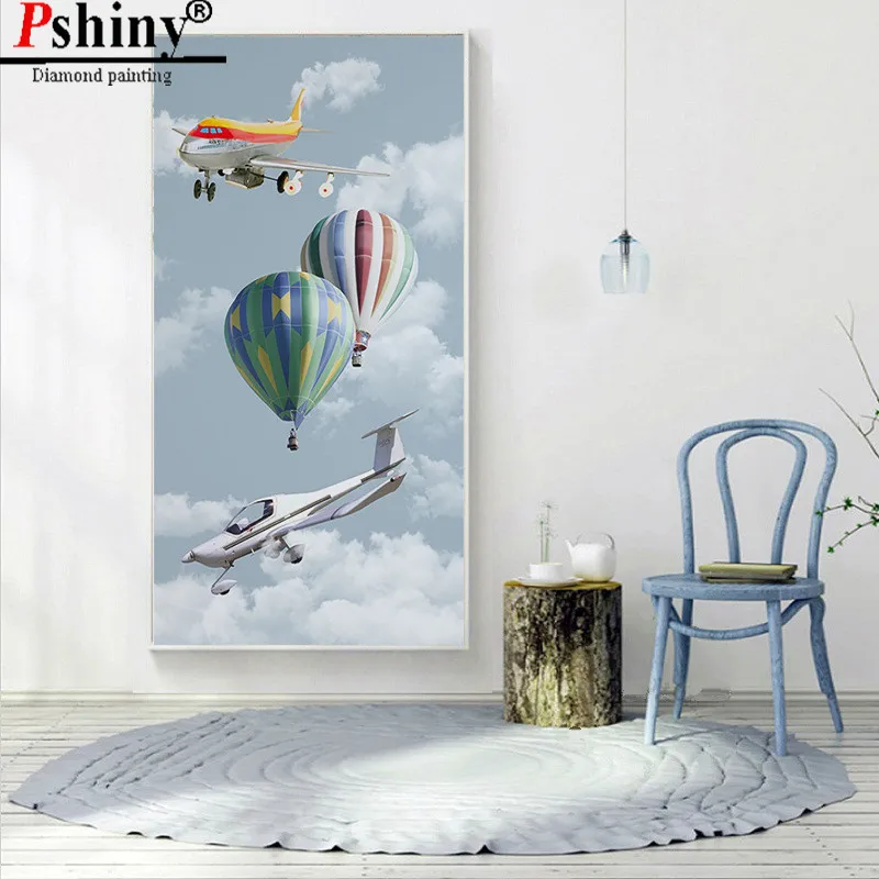PSHINY DIY 5D алмазная картина полная дрель квадратная мозаика воздушный шар пейзаж