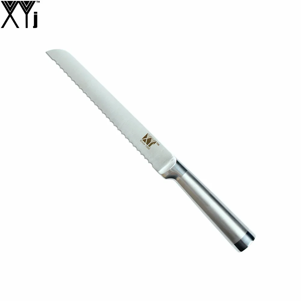 XYJ абсолютно, кухонный нож из нержавеющей стали, отличное качество, 8 дюймов, зубчатый нож для хлеба, прямая ручка, дизайн, лучший инструмент для приготовления пищи, для продажи