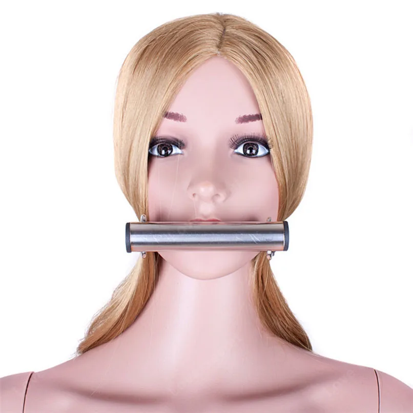 Нержавеющая сталь Твердый Кляп связывание ограничения раб кожа рот хомут