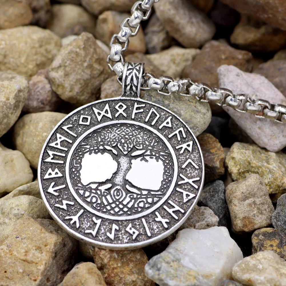 Руны скандинавских викингов амулет кулон ожерелье Древо жизни с рунами Северный