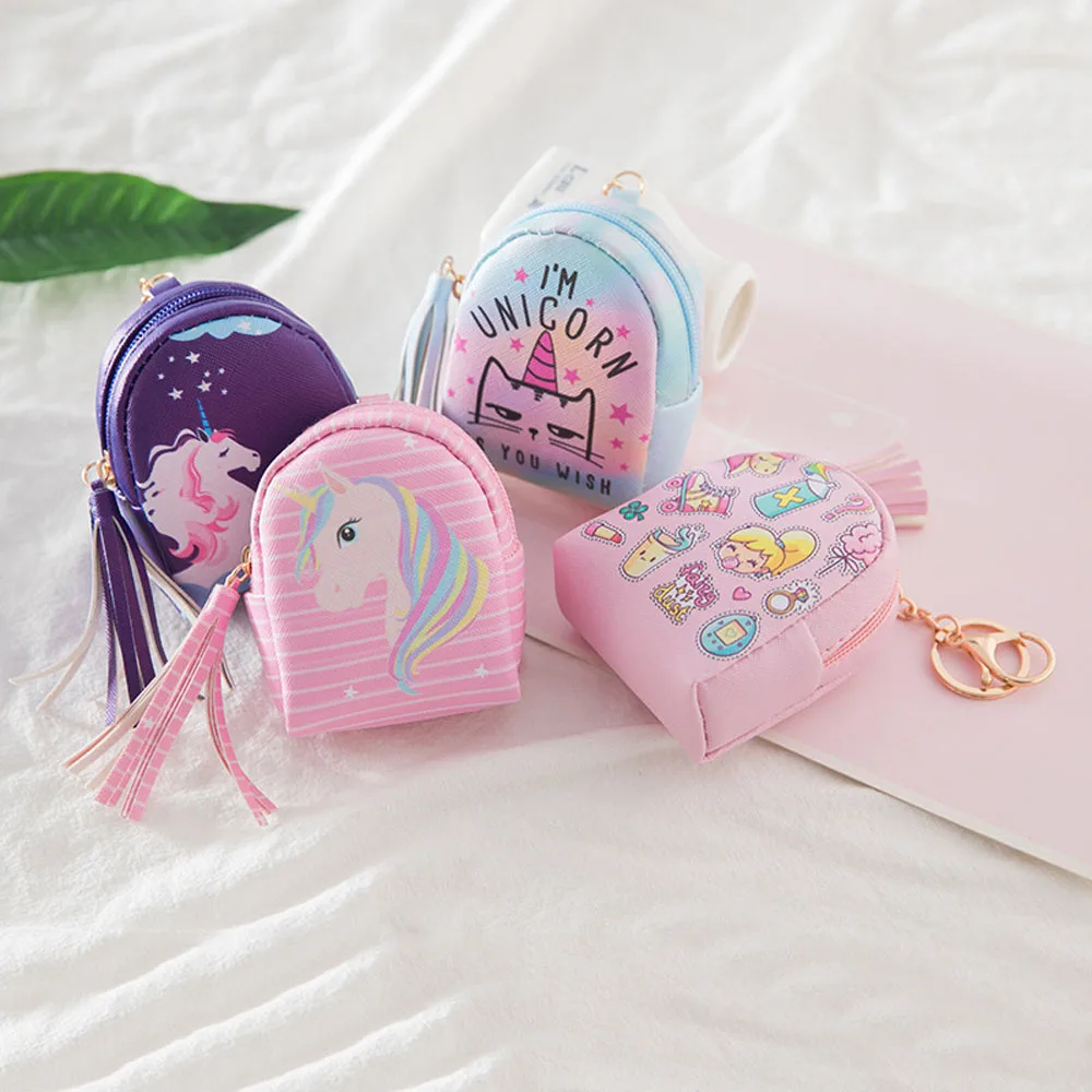 Fashion Women Girls Unicorn Mini Wallet Card Key Holder Zip Coin Purse Clutch Bags Jewelry Keys Pouch For Woman Cute | Багаж и сумки
