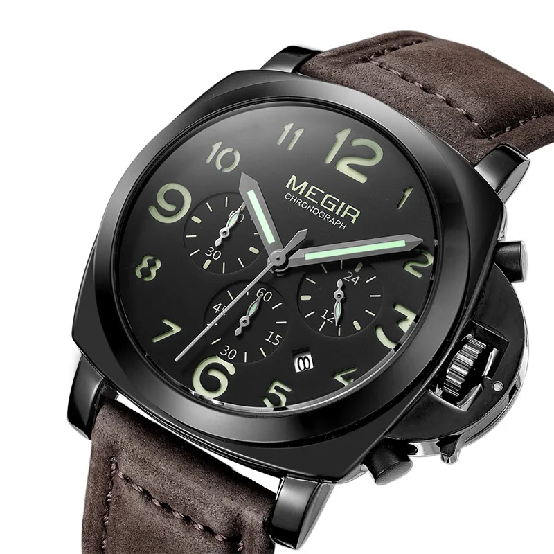 Часы MEGIR мужские спортивные кварцевые водонепроницаемые с подсветкой из