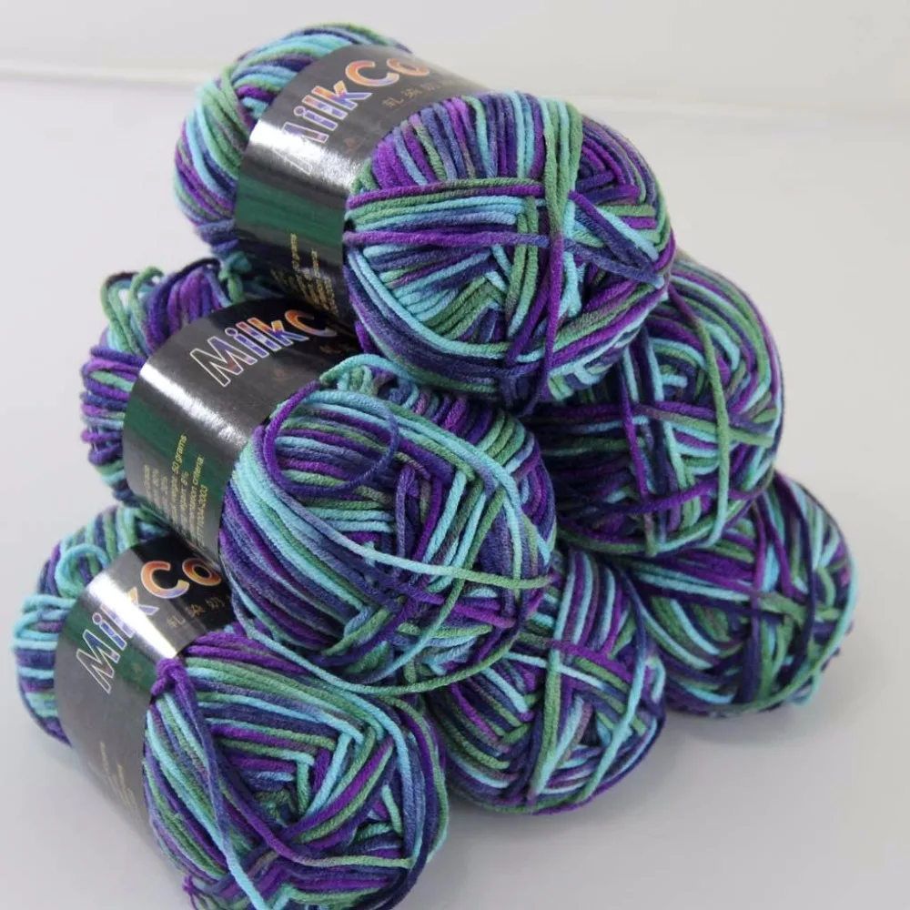 Sale 6ballsx50g Soft Cotton Baby Yarn New Hand-dyed Wool Socks Scarf Knitting yarn green pink brown mixed 2075-22-6 | Дом и сад