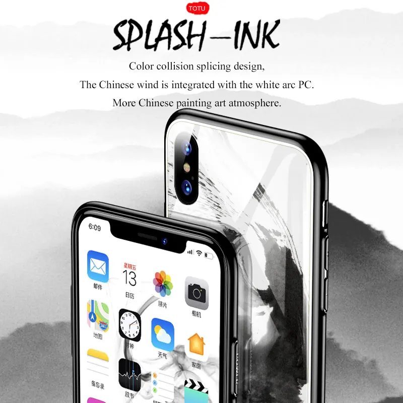 TOTU ультра тонкий жесткий чехол из закаленного стекла для iPhone X Роскошный Ретро