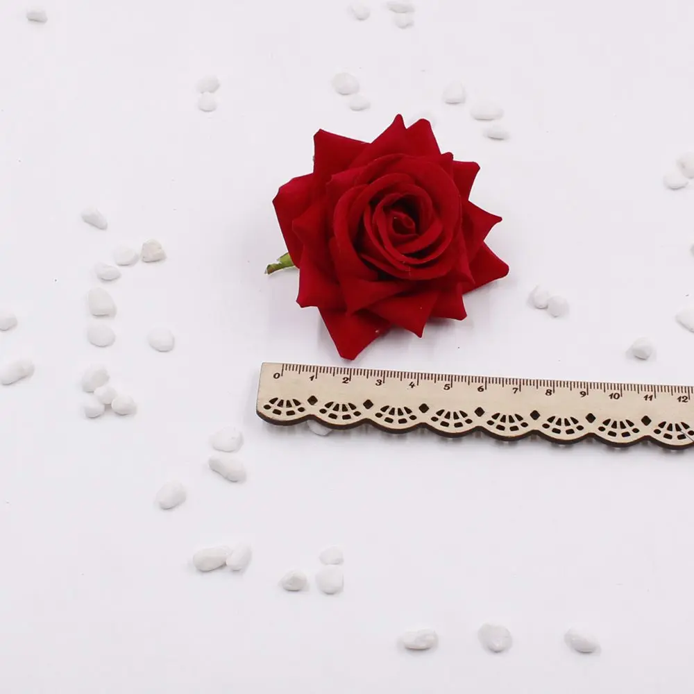 Дешевые 2 шт./лот (6 см/цветок) искусственный шелк Бархат Роза дома цветок DIY