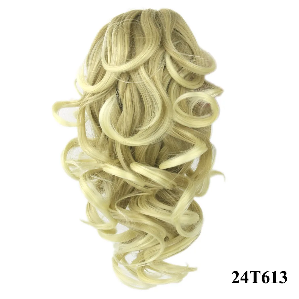 24T613 Delice женские короткие кудрявые конский хвост Высокая температура волокна синтетические волосы клип в когти накладные шиньоны в виде конского хвоста - Цвет: 24T613