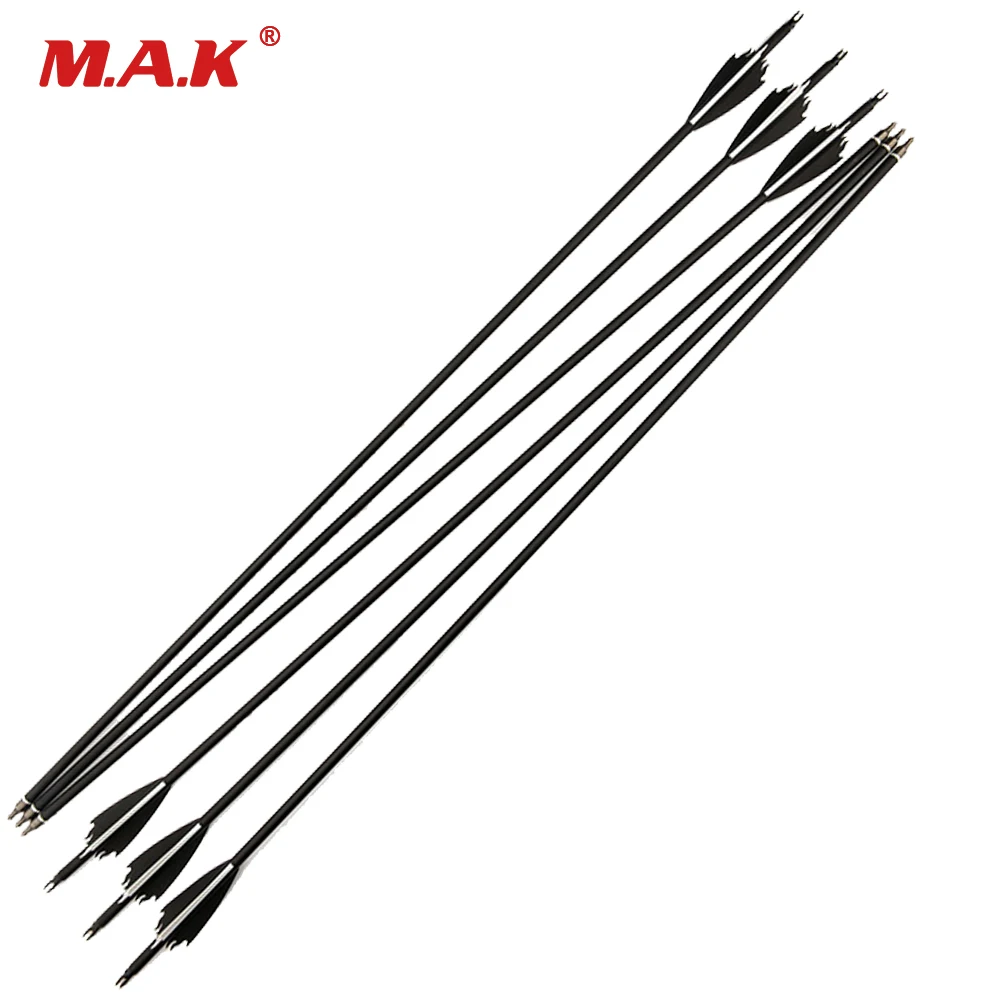 

6/12/24 Pcs 30 Inches Mixed Carbon Arrow Length Spine 500 2 Black 1 White Flame Feather for Compound Bow Archery Hunting