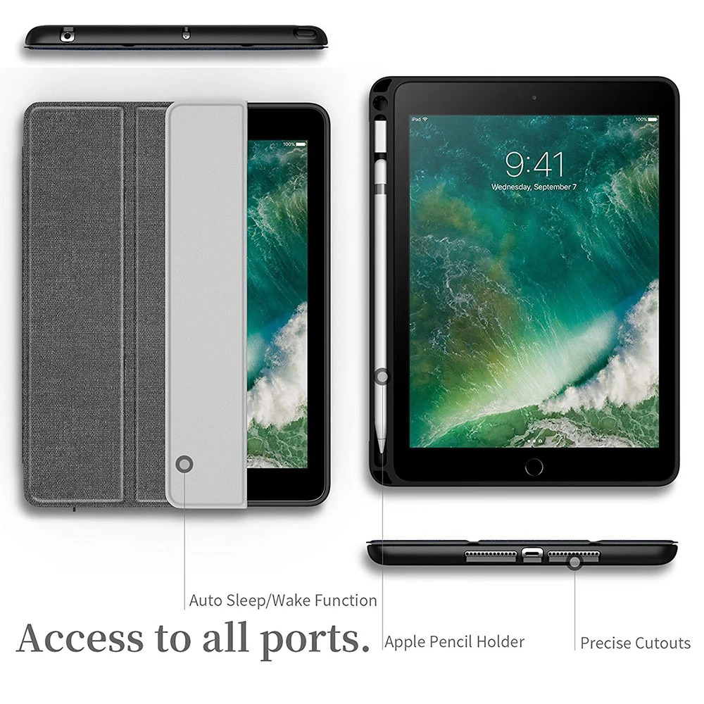 Чехол для ipad air 2 1 9 7 funda с держателем карандашей Apple Смарт ткань текстура кожа