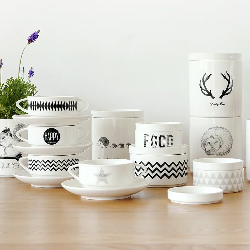 Европейский стиль Короткие многофункциональные белые керамические тарелки для