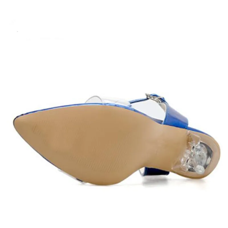 

Sexy PVC Women Sandals 12cm Transparent High Heel Buckle Strap Party Shoes Summer Sandalias Female Size 35-40 sapato feminino