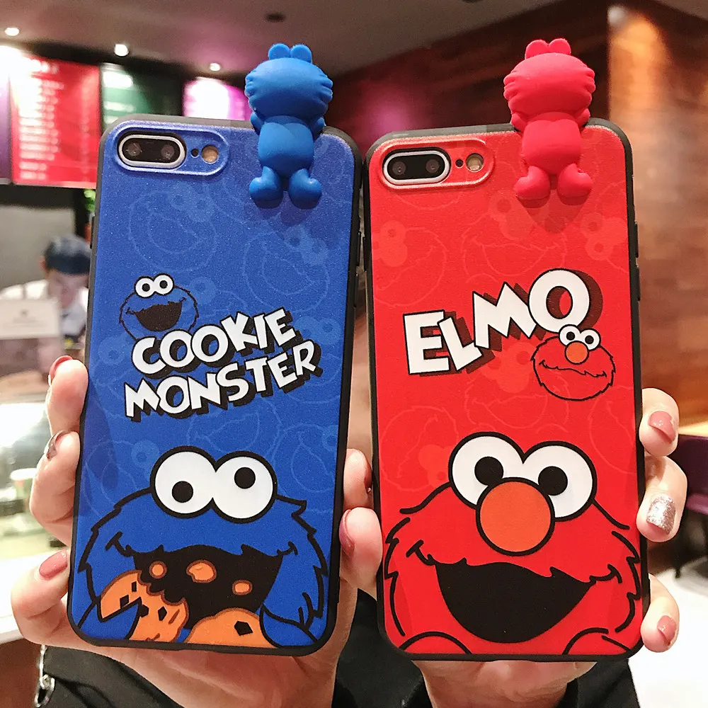 Милый чехол для телефона с изображением Улица Сезам iPhone XR XS MAX мультфильм 3D ELMO
