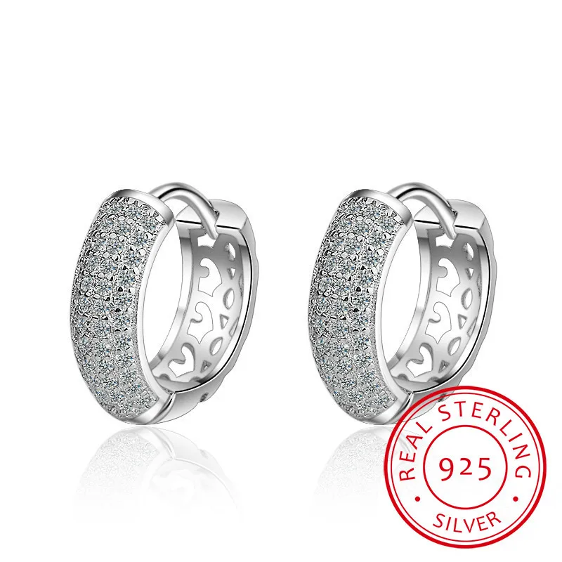 

New Fashion 925 Sterling Silver Dazzling Cz Mosaic Zirconia Charm Earrings For Women Pendientes Oorbellen S-e491