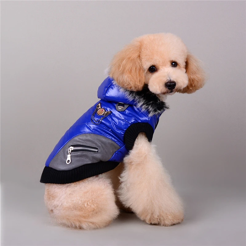 PERTTYLIFE Pet Supplies Dog Clothes Fall and Winter Clothing Hooded PU Leather Jacket With Zipper Casual Coat CLT99 |