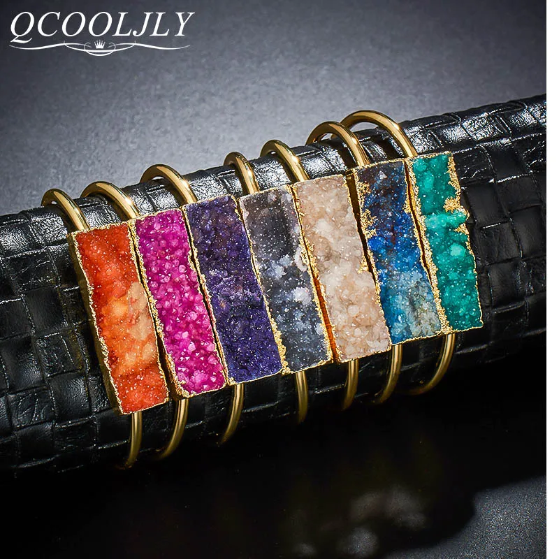 QCOOLJLY модные ювелирные изделия из натурального камня Элегантный Многоцветный Сплав широкий весенний