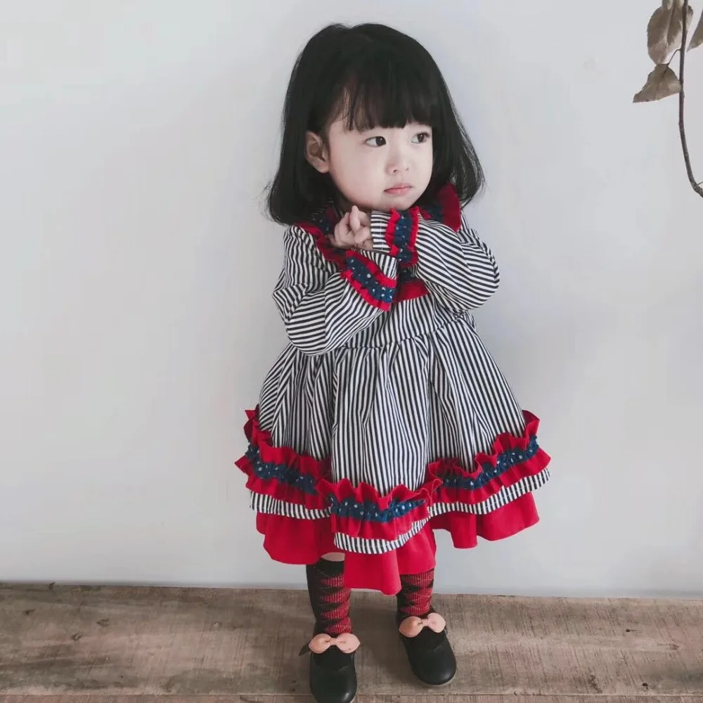 Cute Baby Dress for Girls Spanish Princess Party Dresses Children 2019 Spring Autumn Striped Girl Robe Fille Kids Clothing | Детская