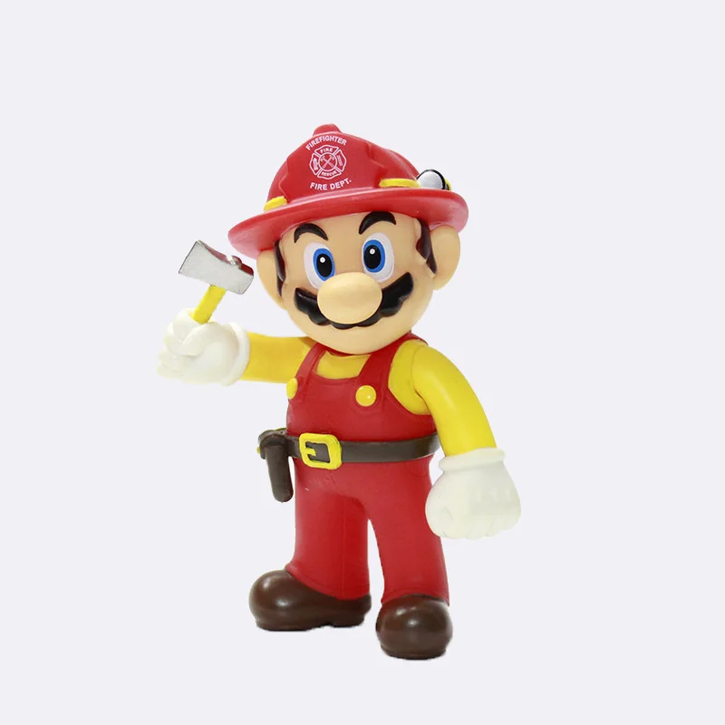 fireman mario 13 см Super Mario Bros Bowser Luigi Koopa Йоши Марио уарио производитель Odyssey Donkey Kong Toad ПВХ Фигурки Модели кукол игрушки - Цвет: fireman mario