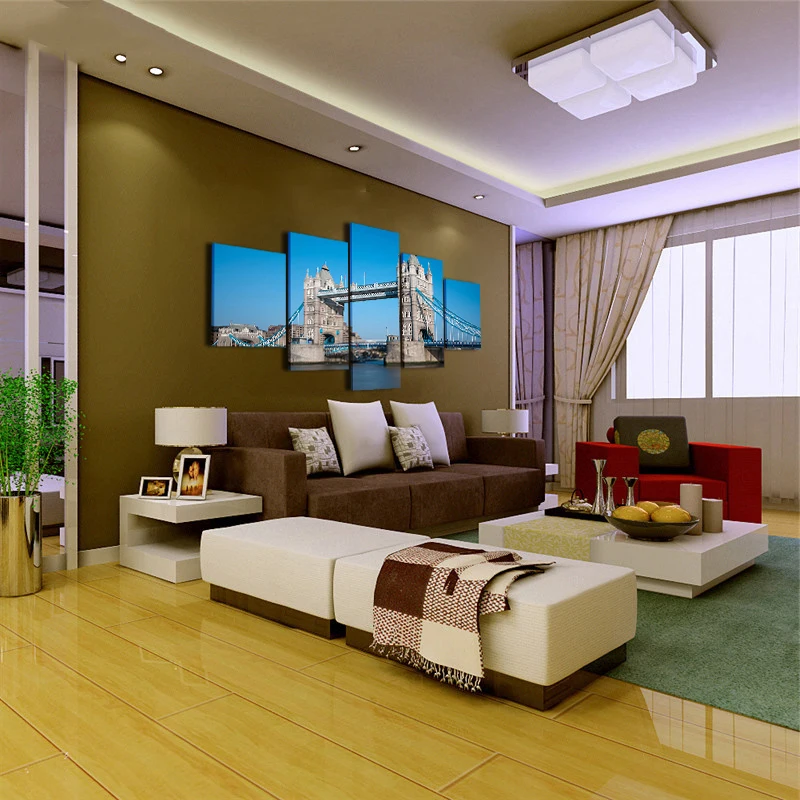 CLSTROSE картина холст модульное украшение домашний Декор 5 панель здание Золотые