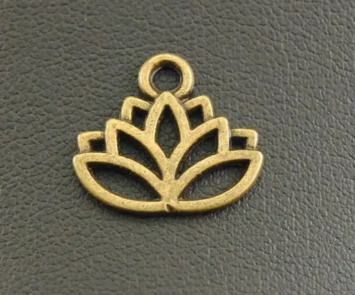 Подвески в виде цветка лотоса бронзового и серебряного цвета 20 шт.|flower charms pendant|charm