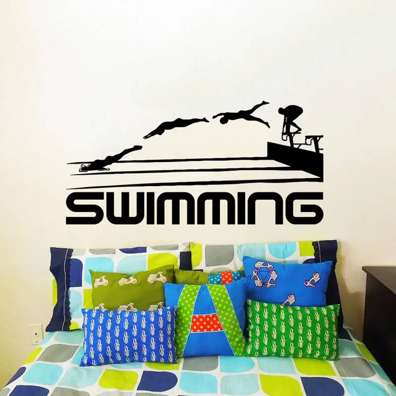 

Swim Sticker Logo Name Swimmer Decal Swimming Posters Vinyl Wall Decals Pegatina Quadro Parede Decor Mural Swim Sticker