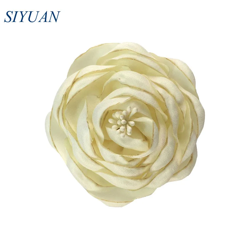 9-ivory 5 шт./лот 2,4 ''классический сгоревший атласный цветок Camelia с зажимом для волос 20 цветов аксессуары для волос для девочек TH284 - Цвет: 9-ivory