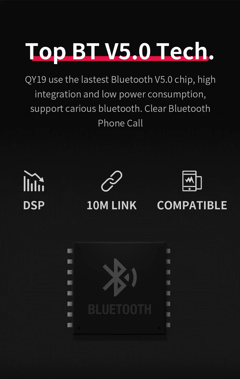 QCY QY19 Bluetooth наушники с микрофоном беспроводные наушники спортивные IPX4 наушники стерео гарнитура