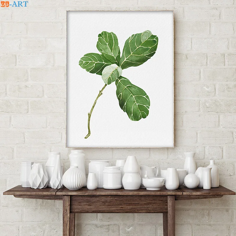 Современный Тропический Принт листьев зеленые листья картина природа настенное