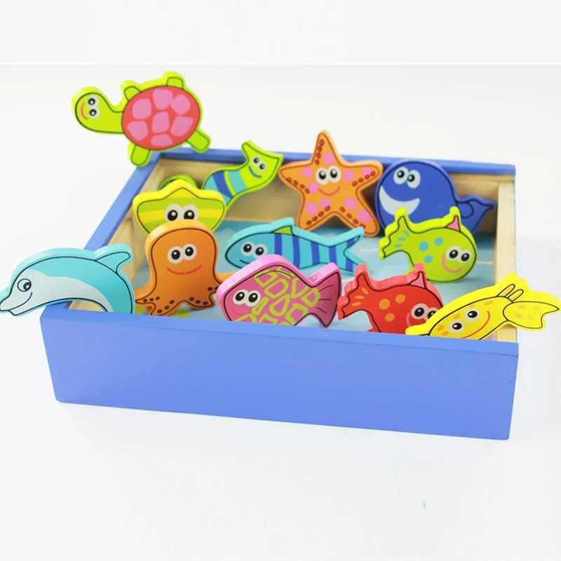 Деревянная рыболовная игра Детские деревянные игрушки рыбки набор|fishing game|fishing toy