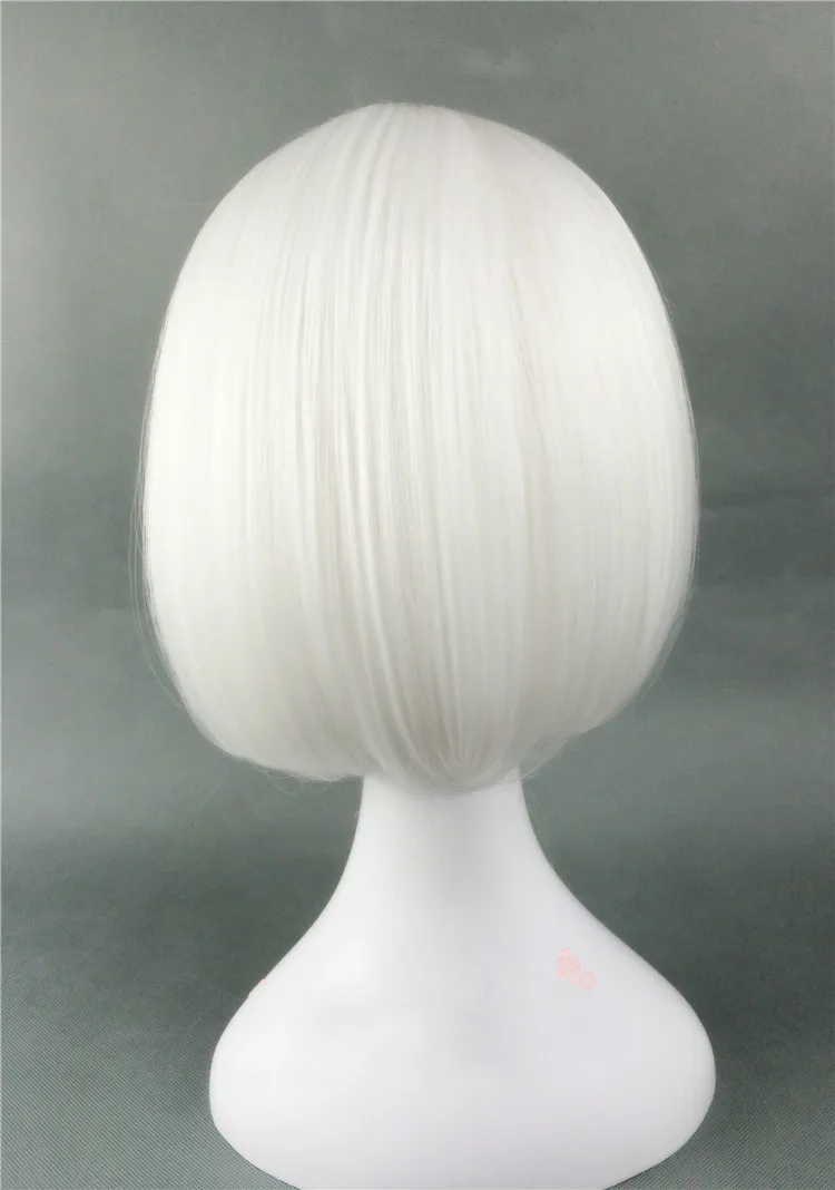 

Pure white BOBO head students head sweet short girls high temperature silk rose net cos wig+Wig Cap