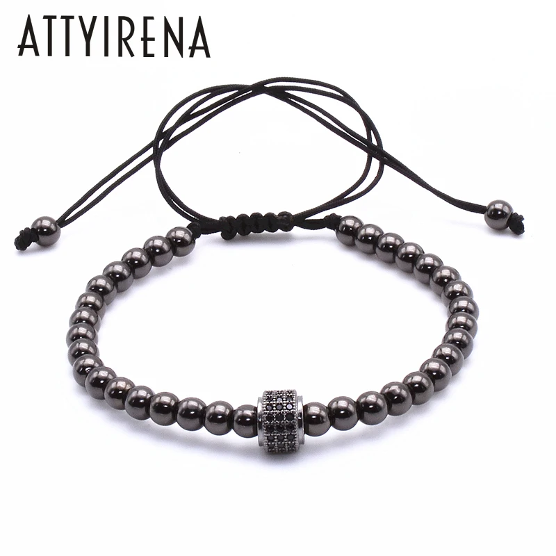 Браслет с микро инкрустацией из циркония круглые пробки мужской браслет макраме