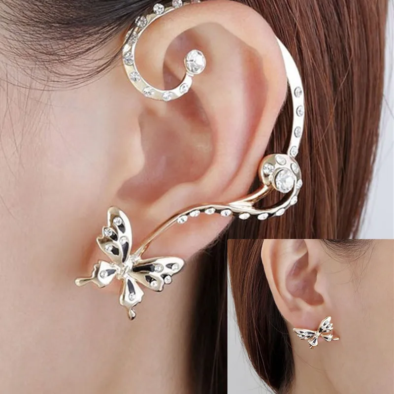 New 2015 1 Set Modish Nice Women Butterfly Ear Cuff Clip Stud Crystal Rhinestone Earring | Украшения и аксессуары
